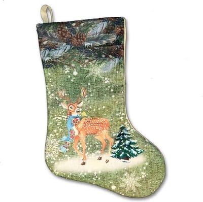 Unique Living | Stocking - Kerstsok - Santa Green deer