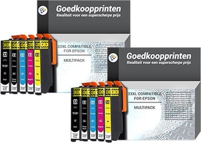 Huismerk Epson 33XL Inkt cartridges 2 x 5 Kleuren Multipack (148 ml)