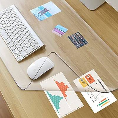 Transparante kunststof bureaumat - 36 x 17 inch - Doorzichtige bureaubeschermer voor kantoor en thuis
