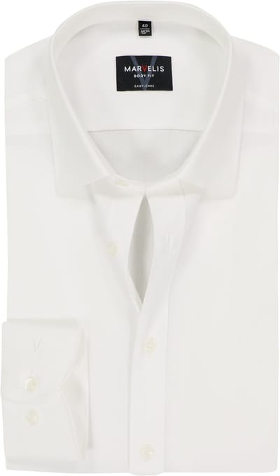 MARVELIS body fit overhemd - beige - Strijkvriendelijk - Boordmaat: 42 (EU maat: L)