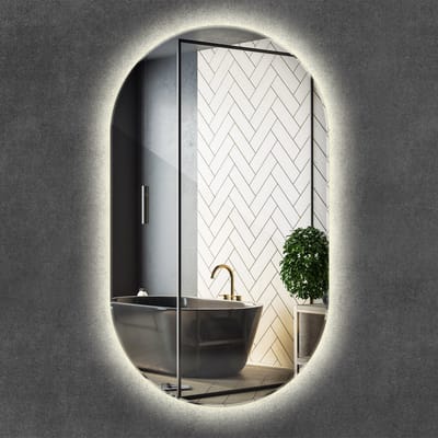 Wallfluent LED Spiegel - Ovale Spiegel met LED-verlichting - 40 cm x 70 cm - Moderne Decoratieve Wandspiegel - Badkamerspiegel – Eetkamerspiegel – Keukenspiegel – Kantoorspiegel - Neutraal Wit 4000K - Energiezuinige Spiegel - Industriële Spiegel