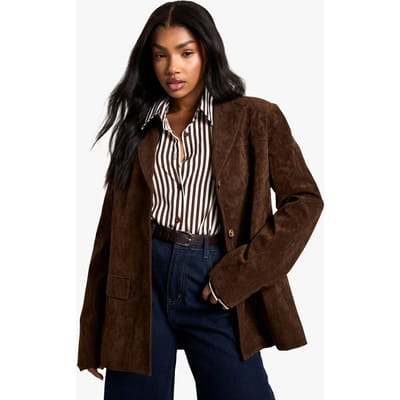 boohoo Dames Vintage Look Nep Suede Oversized blazer | Chocoladebruin | Maat: 36
