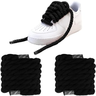 Dailygoody - Chunky Laces Trainers - Dikke Veters - Stijlvolle en Functionele Veters - Zwart - Schoenveters - Ideaal voor Trainers - 150 cm