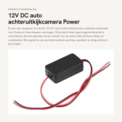 Dailygoods - 12V DC auto achteruitkijkcamera - Power Relay - betrouwbaarheid - populair - condensator filter - optimale werking - geschikt voor Duitse...