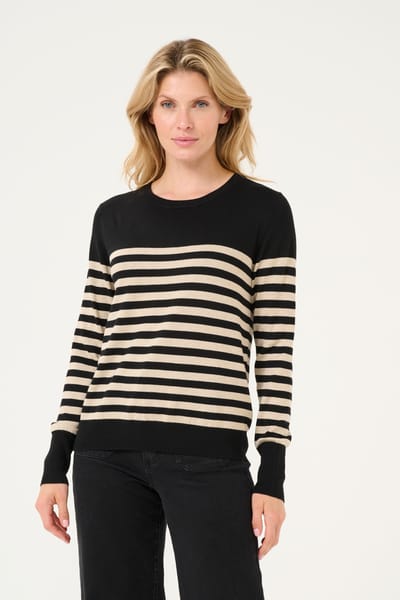 Kaffe Trui Kalizza Striped Knit Pullover 10509065 106347 Black/feather Gray Dames Maat - XS