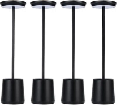 Luxus Europe - Tafellamp Touch Deluxe - Alexia Zwart - Set van 4 - Draadloze LED Tafellamp Binnen - USB-C Oplaadbaar - Touchbediening - Dimbaar