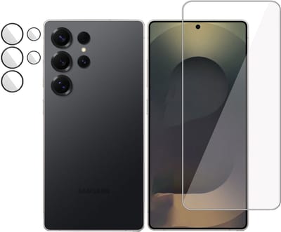 Screenprotector + Camera Screen geschikt voor Samsung Galaxy S25 Ultra Screenprotector - Gehard Glas - Rounded - Proteqt+