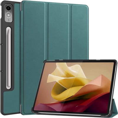 Hoes - Geschikt voor Lenovo Tab P12 - Dun & Stevig - Trifold Bookcase - Hard Cover Case - Met Uitsparing Geschikt voor Lenovo Pen - Hardcover Book - Tablet Hoesje - Donkergroen