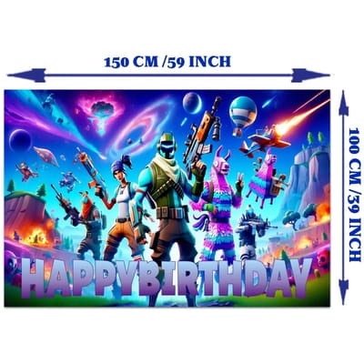 Mooie Fortnite Schietspel Verjaardagsfeest Decoratie Benodigdheden Verjaardagsbanner Taart Decoratie 24 Cupcake Decoraties 18 Ballonnen Achtergrond blue