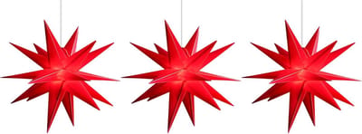 3x Kerstster verlichte opvouwbare ster 55cm decoratieve sterren ROOD hoogwaardige kunststof ster voor gloeilamp met TIMERFUNCTIE 3D ster 18-puntige verlichte sterren kerstverlichting winterverlichting