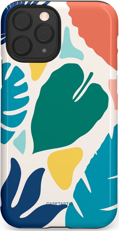 Casetastic Hoesje Geschikt voor Apple iPhone 11 Pro - Stijlvolle Beschermende Duo-layer Case - Moderne Kunstbladeren