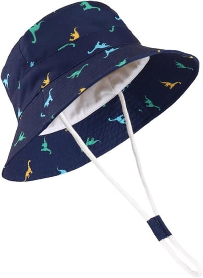 Meisjespet Zonnehoed - Baby Zomerhoed - Bescherming Tegen Zon - Met LSF 50+ - Verstelbaar - Dinosaurus Print