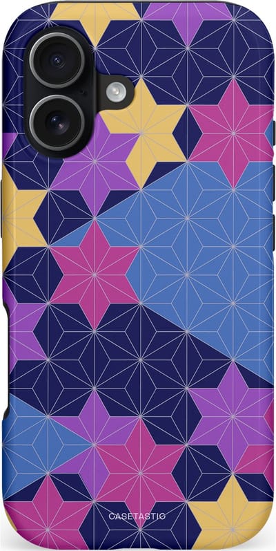Casetastic hoesje geschikt voor Apple iPhone 17 - MagSafe - Dubbellaagse bescherming - Sterrenlijn - Fashion Case - Donkerblauw Lavendel Beige Roze