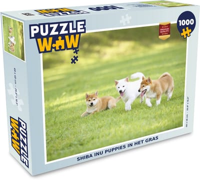 Puzzel Shiba Inu puppies in het gras - Legpuzzel - Puzzel 1000 stukjes volwassenen