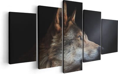 Artaza Canvas Schilderij Vijfluik Wolvenkop Met Een Zonnestraal - Wolf - 100x50 - Foto Op Canvas - Canvas Print