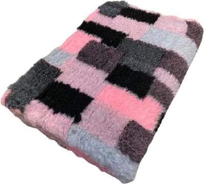 Vetbed - Dierenmat - Dierenkleed - Hondenkleed - Patchwork  Roze Grijs Zwart - latex anti-slip 150 x 100 cm - Machine wasbaar