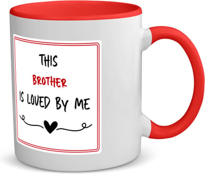 Akyol - this brother is loved by me koffiemok - theemok - rood - Broer - iemand die houdt van zijn broer - verjaardag - cadeautje voor broer - broer artikelen - kado - geschenk - 350 ML inhoud