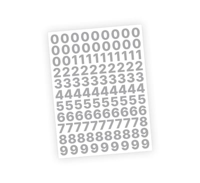 Cijfer stickers / Plaknummers - Stickervel Set - Metallic Zilver - 2cm hoog - Geschikt voor binnen en buiten - Standaard lettertype - Glans