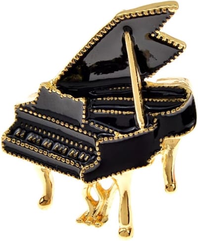 Zelto -Broche - Piano - Zwart - Goudkleur - Muziek -
