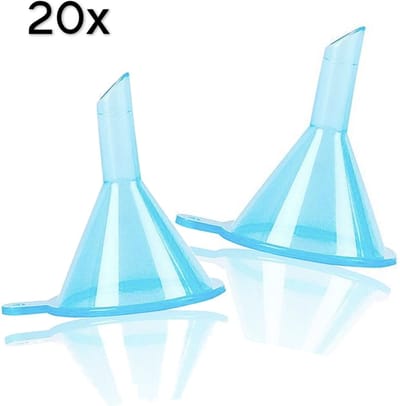 Afecto Mini trechters| blauw | ideaal voor in de keuken parfum, verstuivers etc| 20 stuks
