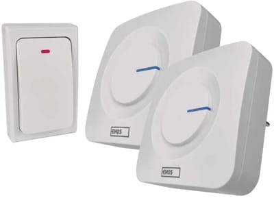 Emos Deurbel Draadloos 2 ontvangers - 180m bereik - 36 Melodieën - IP65 - Wit