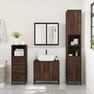 vidaXL - Badkamerkast - 35x37,5x100 - cm - bewerkt - hout - bruin - eikenkleur