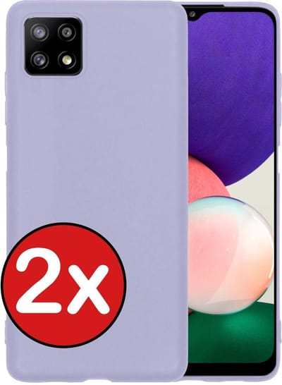 Hoesje - 2 Stuks - Geschikt voor Samsung Galaxy A22 5G - Sterk & Shockproof - Telefoonhoes - Back Cover - Case Siliconen - Telefoon Hoes - Lila