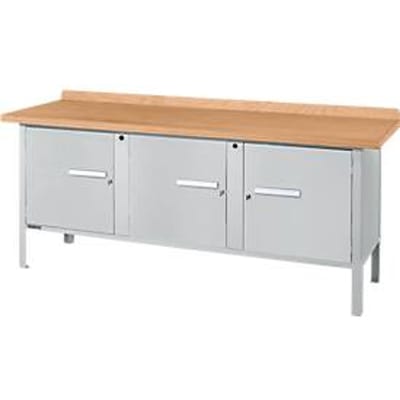 Box-type werkbank Schäfer Shop Select PW 200-3, beuken multiplex blad, tot 750 kg, B 2000 x D 700 x H 840 mm, blank aluminium