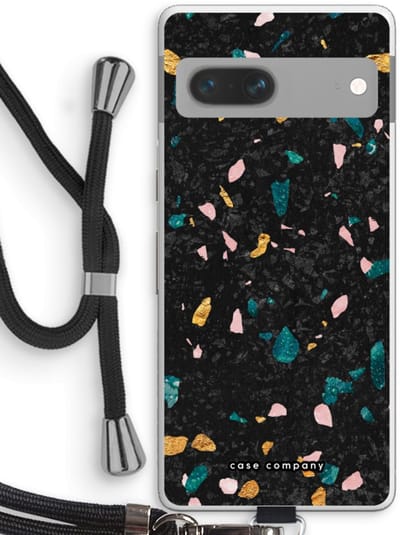 Case Company® - Hoesje met koord geschikt voor Google Pixel 7 hoesje met Koord - Terrazzo N°10 - Telefoonhoesje met Zwart Koord - Bescherming aan alle Kanten en Over de Schermrand