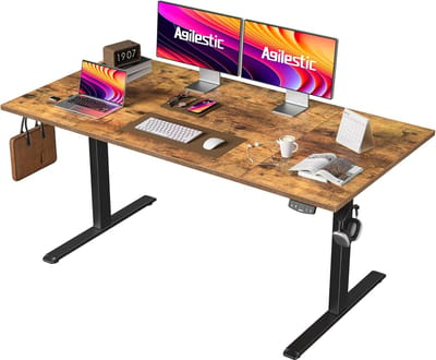 Verstelbaar bureau - Werktafel Zit sta - Ergonomisch thuiswerken - Elektrisch met geheugen - 160 x 80 cm - Bruin