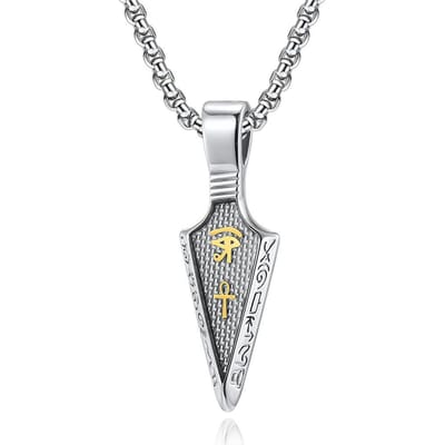 Oog van Horus Speerpunt Roestvrij Staal Ketting Koolstofvezel Titanium Staal Hanger gray