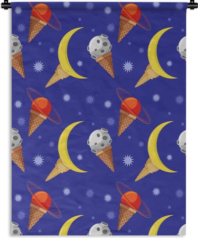 Wandkleed - Wanddoek - Planeten - IJshoorntjes - Patronen - 150x200 cm - Wandtapijt