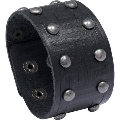 Jessingshow Echt Lederen Armband Punk Brede Drukknop Wrap Armbanden Polsband Voor Mannen Vrouwen Punk Gotisch Emo Rock Armbanden black