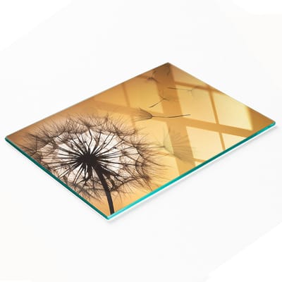 Multifunctionele decoratieve snijplank voor de keuken, gehard glas, paardenbloemmotief, 80x52 cm