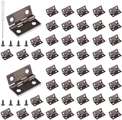 Scharnieren 60 Stuks Kleine Scharnieren 15 * 18 mm met 240 Stuks Schroeven voor Knutselen Houten Kist Speelgoed Kast Lade Modelbouw (Bronzen)