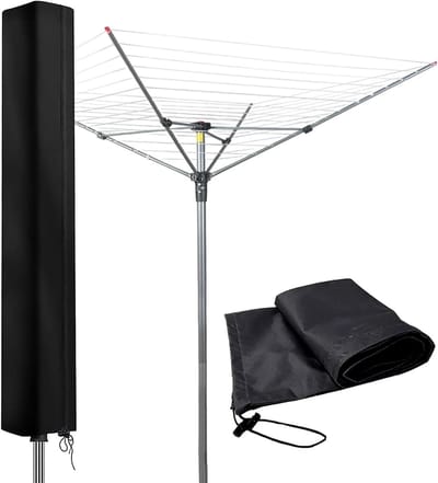 Allecta - Weerbestendige afdekking voor draaibaar wasrek - Waterdicht - Scheurvast - Ritssluiting - 160 x 15 x 15 cm