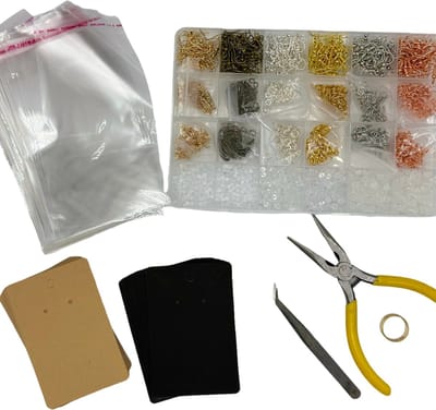 MGM Trading MGM Trading - Kit om Oorbellen te Maken, 2300 Stuks, Benodigdheden om Sieraden te Maken, Inclusief Oorbelhaken, Oorbelruggen, Springringen, Oorbelkaarten voor het Maken van Sieraden en het Herstellen van Oorbellen