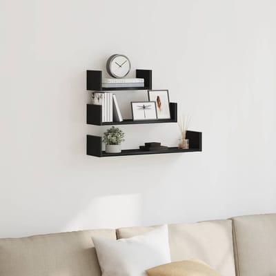 vidaXL - Wandschappen - 3 - st - bewerkt - hout - zwart - eiken