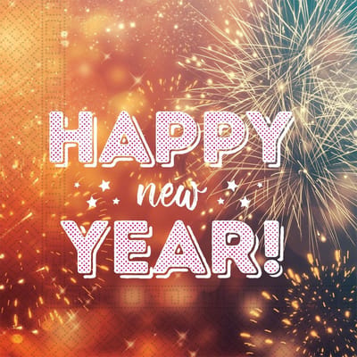 Happy New Year Servetten 33cm Wit 20st