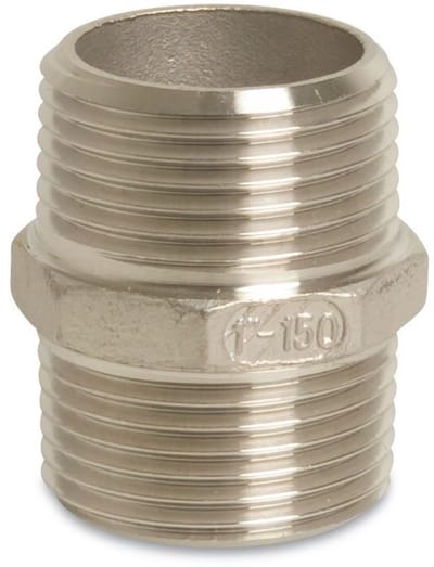 RVS Dubbelnippel 1/4 inch - Draadnippel RVS