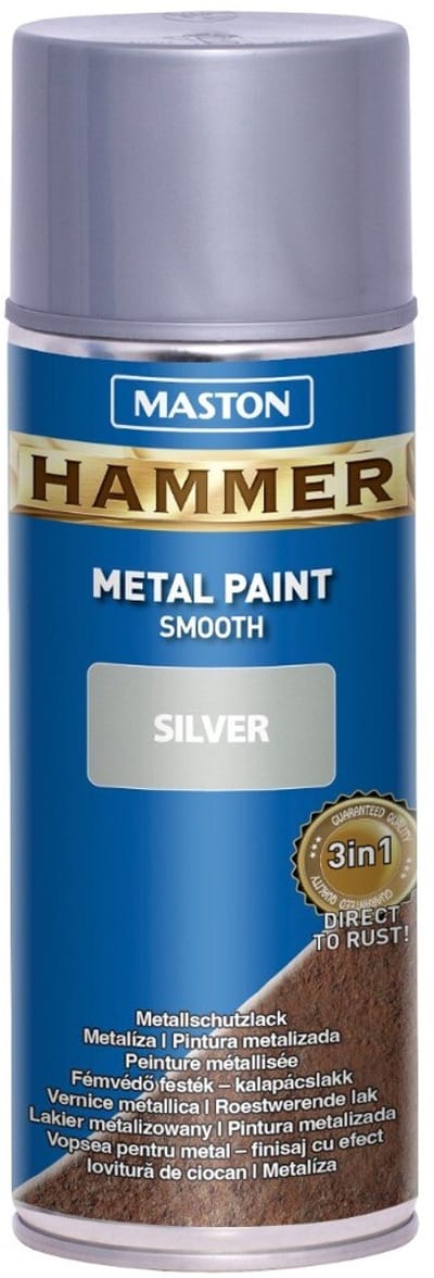 Maston Hammer - metaalverf - zilver - smooth - spuitverf - 400 ml - spuitbus verf