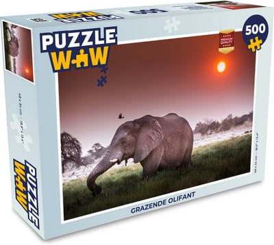 Puzzel Grazende olifant - Legpuzzel - Puzzel 500 stukjes