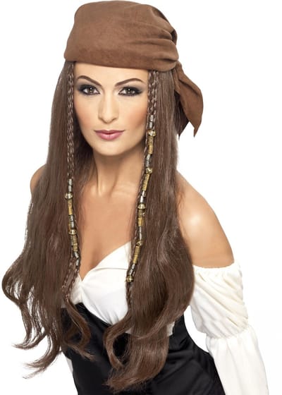 Lange donkerblonde piratenpruik voor vrouwen - Verkleedpruik - One size