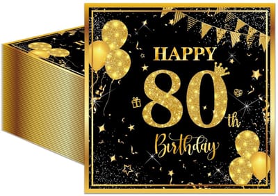 Dailygoods- Servetten 50PCS - 3-laags - Zwart/Goud - Wegwerp - Verjaardag - Milieuvriendelijk - Absorberend - Feestservetten