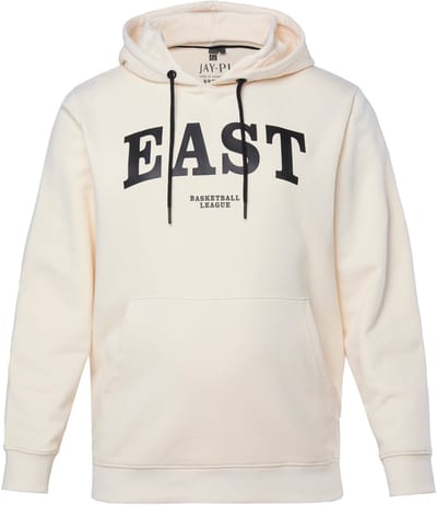 JAY-PI - Heren - hoodie fitness capuchon borstprint tot 7XL - Crèmewit - Maat 3XL