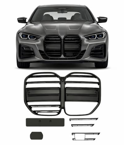 Sport Nierengrille Glans Zwart – Geschikt voor BMW 4-Serie G26 Gran Coupe vanaf 11/2021 – Incl. Kentekenplaathouder