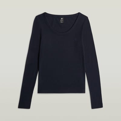 Dames-T-shirt met lange mouwen G-Star Slim Rib Open Neck
