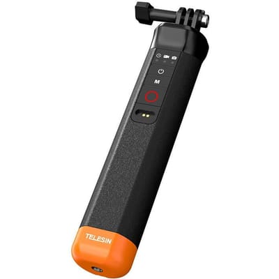Telesin Onderwater Bobber Drijvende Handgreep - Met ingebouwde Afstandsbediening - Geschikt voor GoPro 8/9/10/11/12/13 - Waterdicht tot 15 meter - Zwart/Oranje