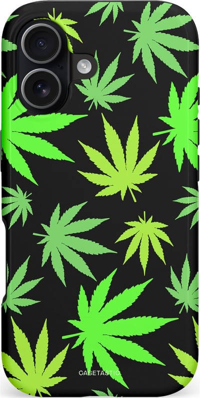 Casetastic hoesje geschikt voor Apple iPhone 17 - MagSafe - Dubbellaagse bescherming - Cannabis - Fashion Case - Zwart Groen