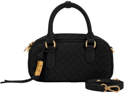SEIDENFELT MANUFAKTUR Handtas Schoudertas Kinna Bowling Crossbody Bag Black Zwart